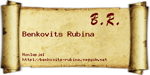 Benkovits Rubina névjegykártya